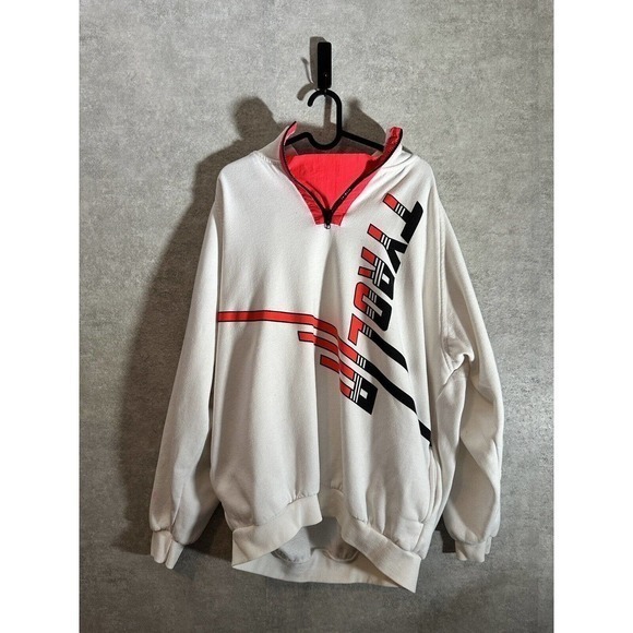 Vintage 1980’s Tyrolia Skiing Apres Ski White & Red Quarter‎ Zip Sweater - Picture 1 of 8